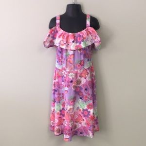 Forever Me Girl’s Pink/Purple Floral & Butterfly print Casual Sundress 6…